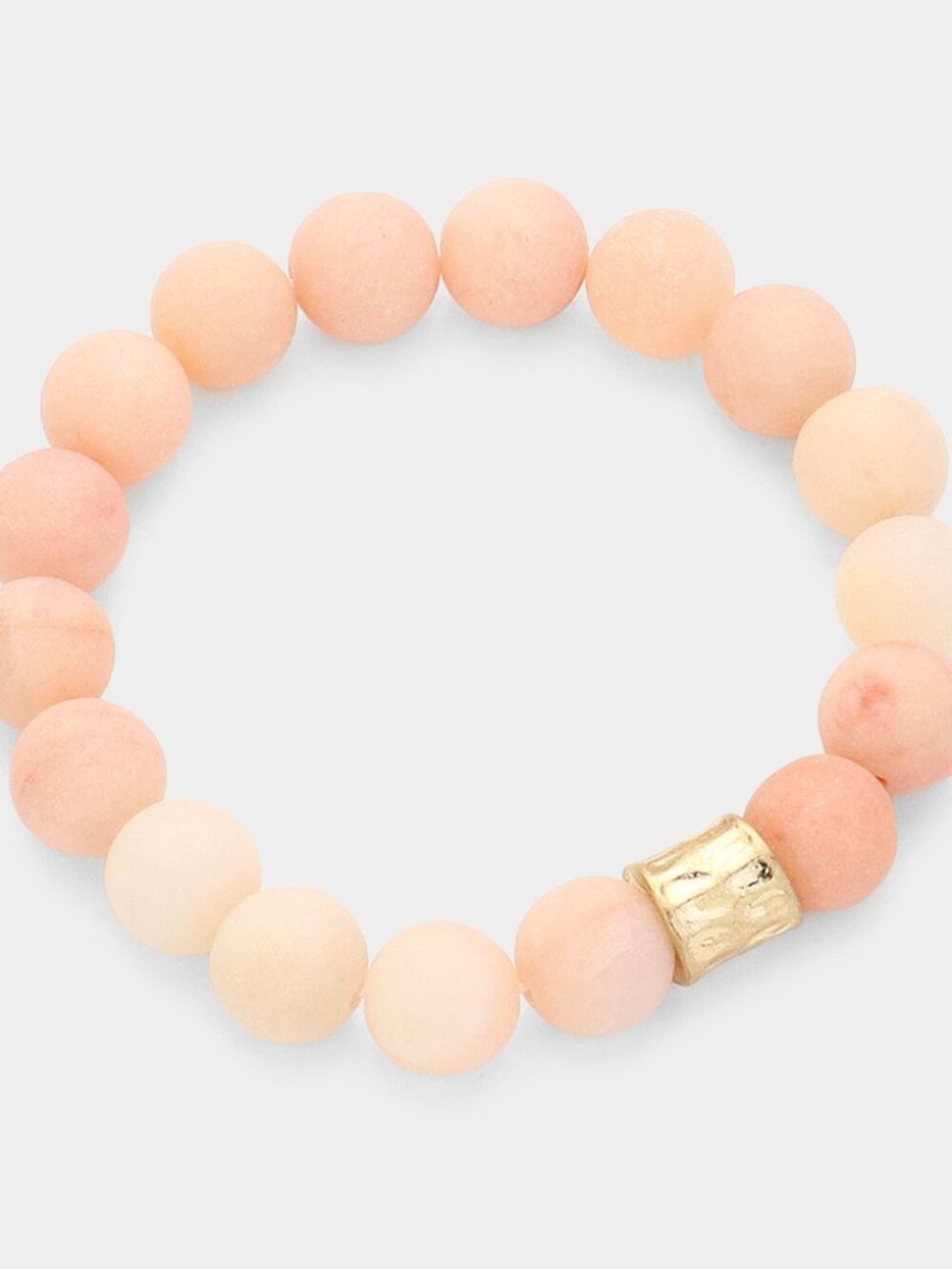 Peach Aventurine Semi Precious Stone Beaded Stretch Bracelet - Boho Stacking